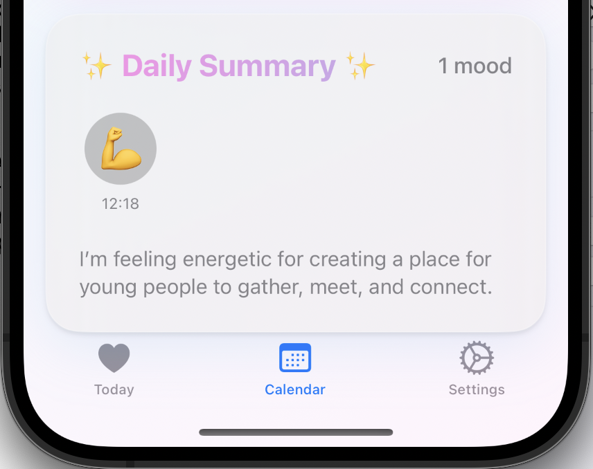 ClickMood daily summary showing mood timeline and emotional patterns